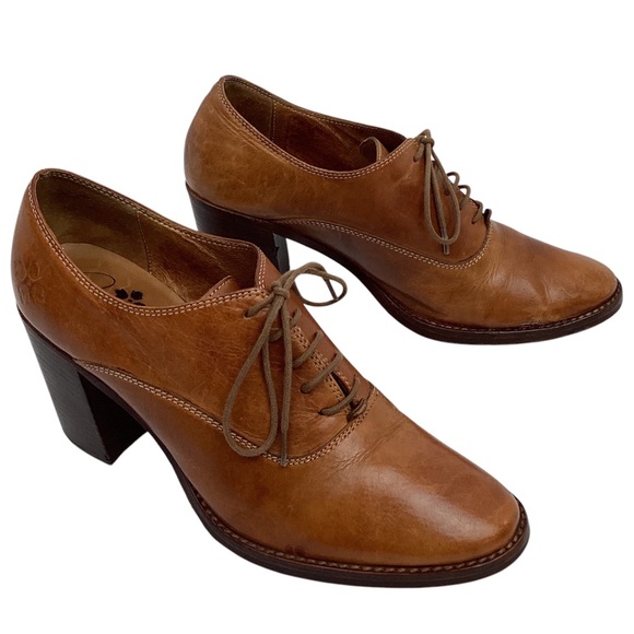 Patricia Nash Anna Block Heel Oxford Italian Leather Shoes Carmel Brown - Picture 16 of 16